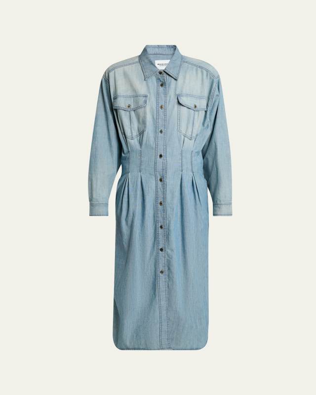 Nolwen Long-Sleeve Denim Shirtdress